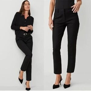 NWT ANN TAYLOR $98 The Eva Ankle Pant Tailored Slim Leg in Black Size 2P